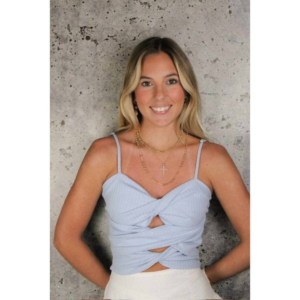 NEW IF SO twisted tank top in blue
